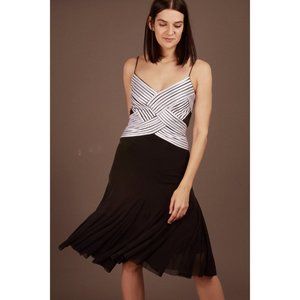 NWT SAGAIE PARIS Black and White Cocktail Formal Midi Dress Size US 8